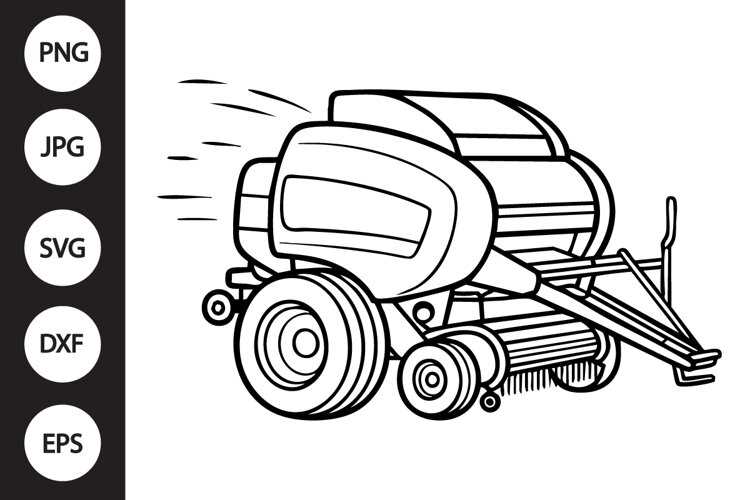Round Baler Outline SVG, Coloring Page example image 1
