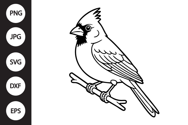 Cardinal Outline SVG, Coloring Page