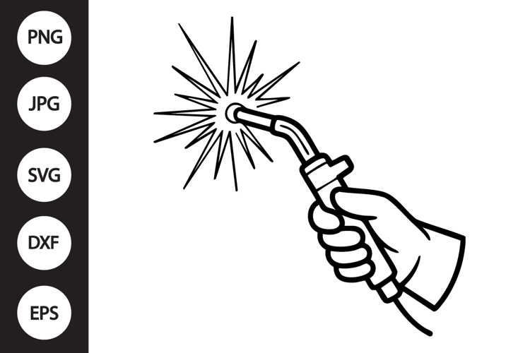 Welding Torch Hand Outline SVG, Coloring Page