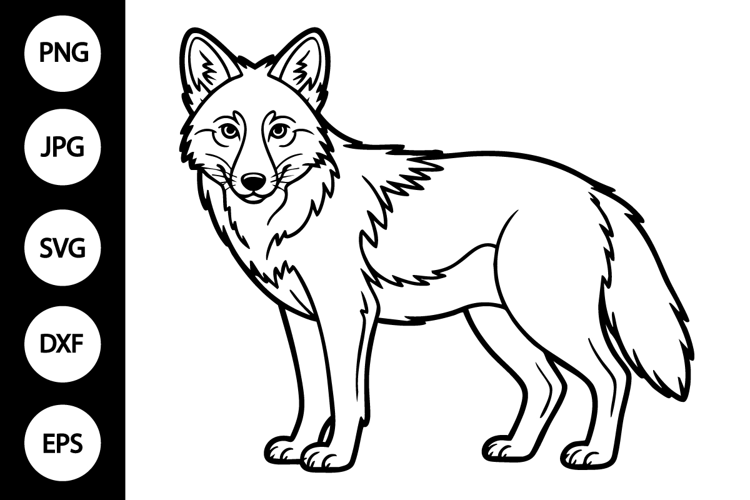 Coyote Outline SVG, Coloring Page