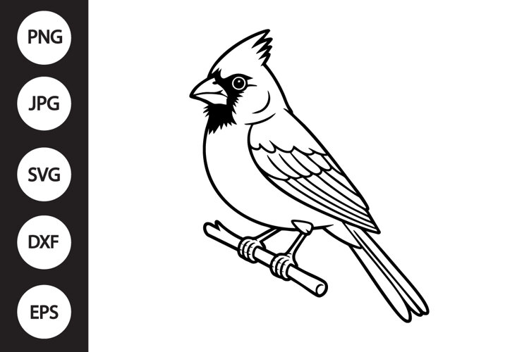 Cardinal Outline SVG, Coloring Page example image 1