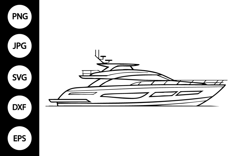 Yacht Boat Outline SVG, Coloring Page