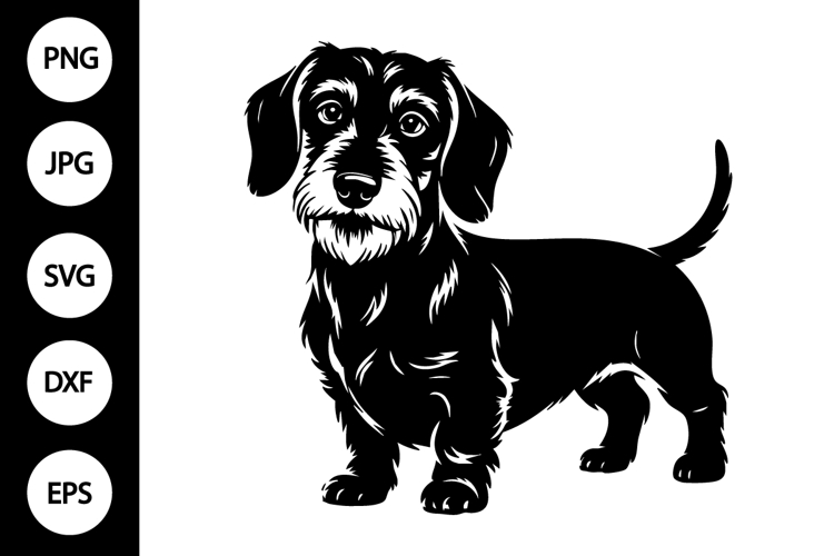 Wirehaired Dachshund Dog Silhouette SVG