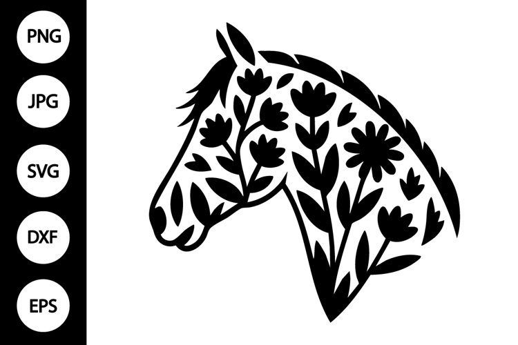 Floral Horse Head SVG
