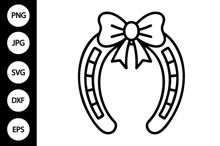 Horseshoe with Bow Outline SVG, Coloring Page