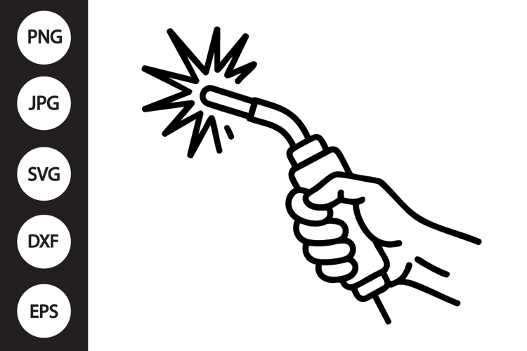 Welding Torch Hand Outline SVG, Coloring Page