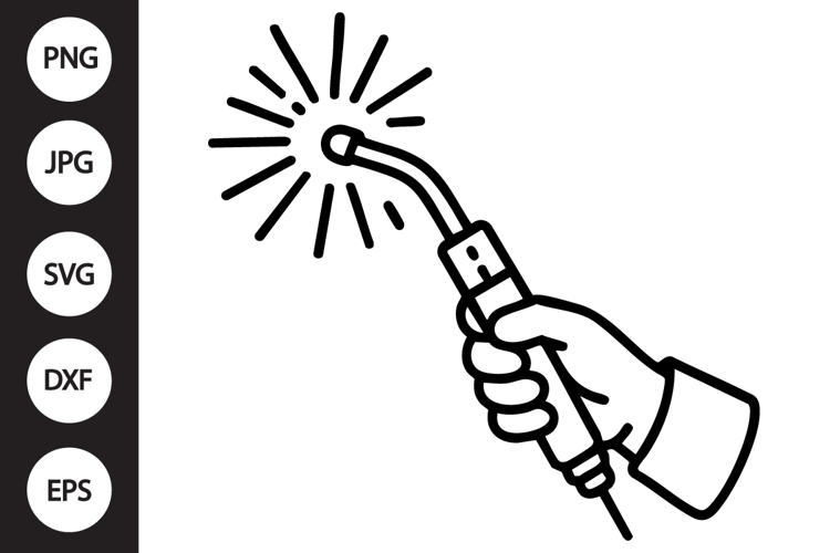 Welding Torch Hand Outline SVG, Coloring Page