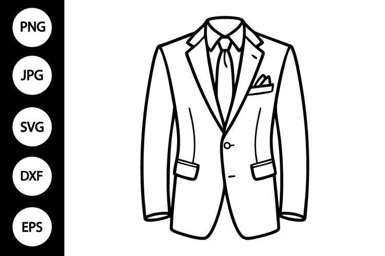 Suit Outline SVG, Coloring Page
