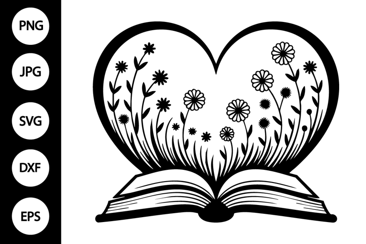 Heart Floral Book SVG