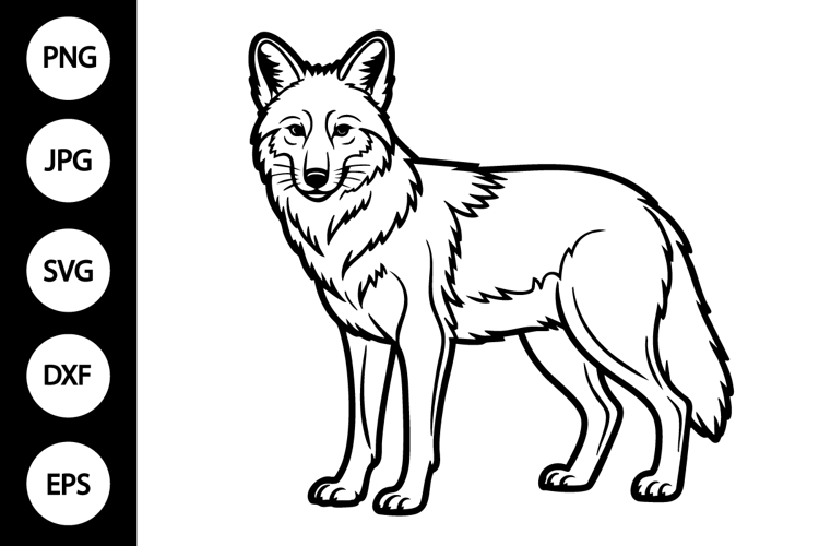 Coyote Outline SVG, Coloring Page