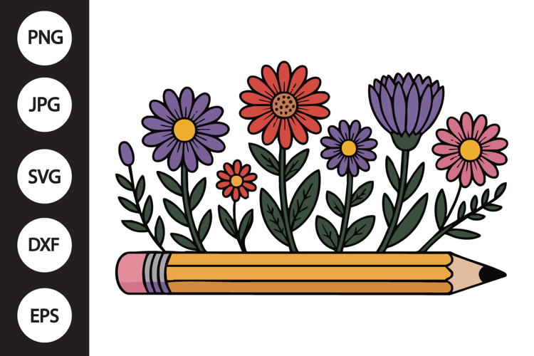 wildflowers pencil SVG example image 1