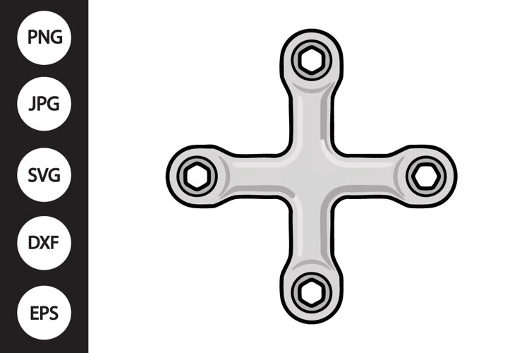 Cross Wheel Wrench SVG example image 1