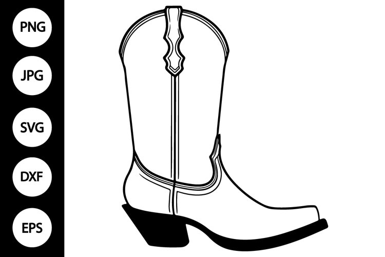 Outline Cowboy Boot SVG, Coloring Page (3088874)