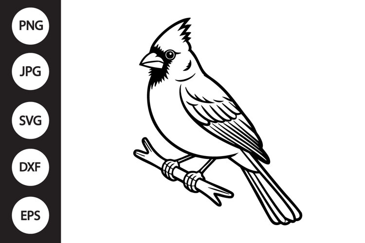Cardinal Outline SVG, Coloring Page example image 1