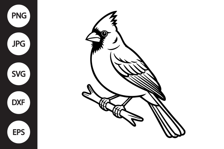 Cardinal Outline SVG, Coloring Page