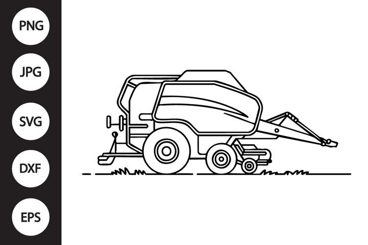 Round Baler Outline SVG, Coloring Page example image 1