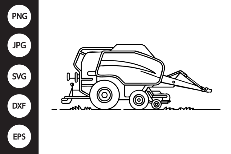 Round Baler Outline SVG, Coloring Page