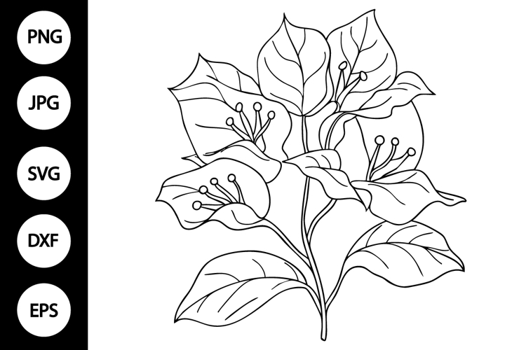 Flower Clipart Black And White Image 7