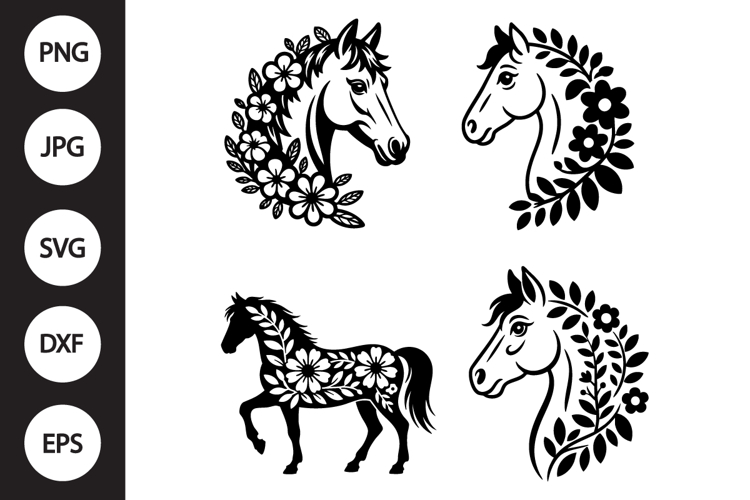 Floral Horse Svg
