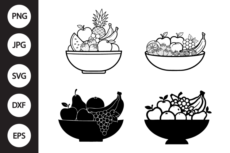 Fresh Fruit Bowl SVG, Fresh Fruit Bowl Clipart