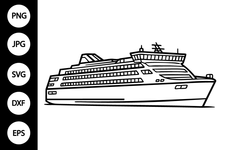 Ferry Outline SVG, Coloring Page