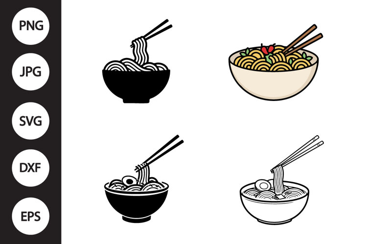 Noodles Bowl SVG, Noodles Bowl Clipart example image 1