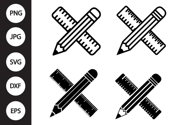 Ruler and Pencil Crossed SVG example image 1