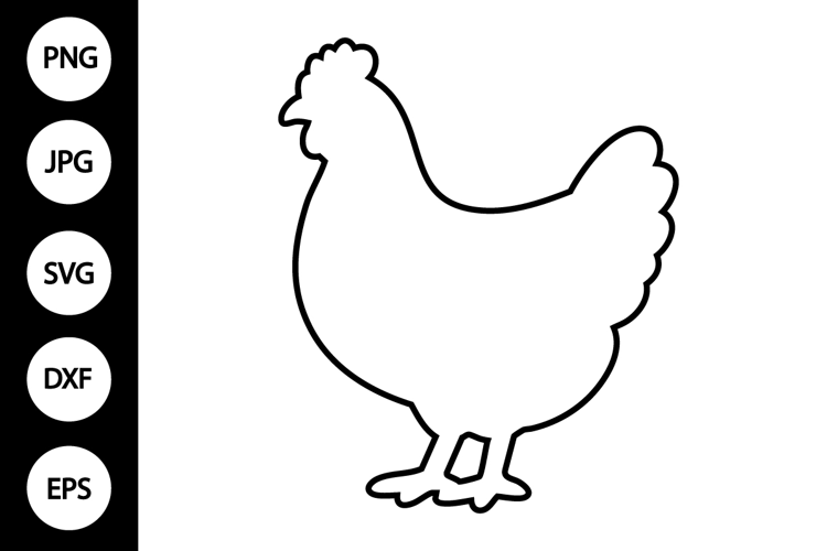 Chicken Outline SVG, Coloring Page