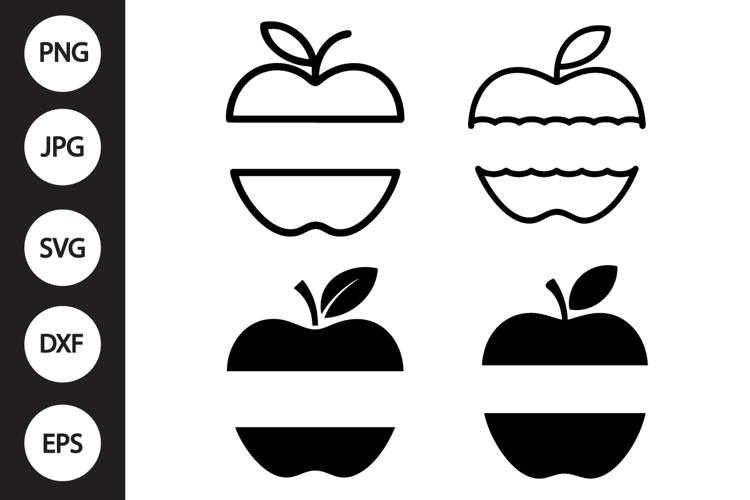 Split Apple Monogram SVG, Split Apple Monogram Clipart example image 1