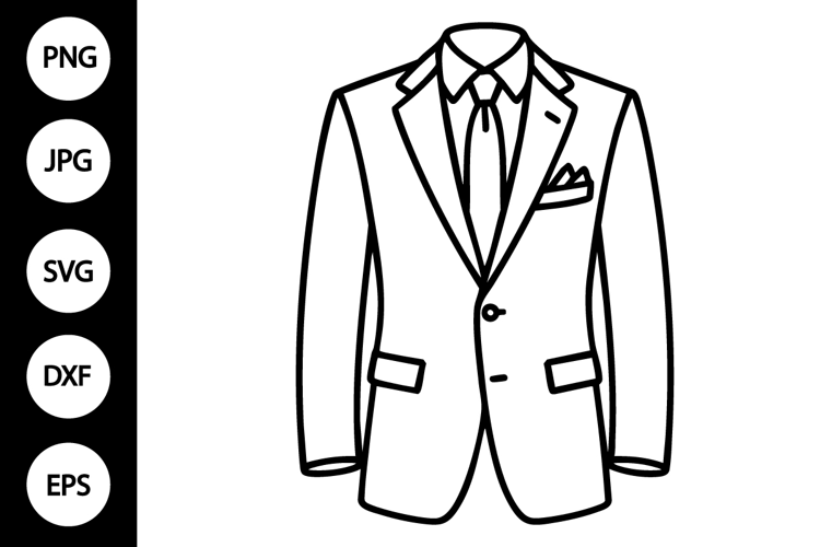 Suit Outline SVG, Coloring Page