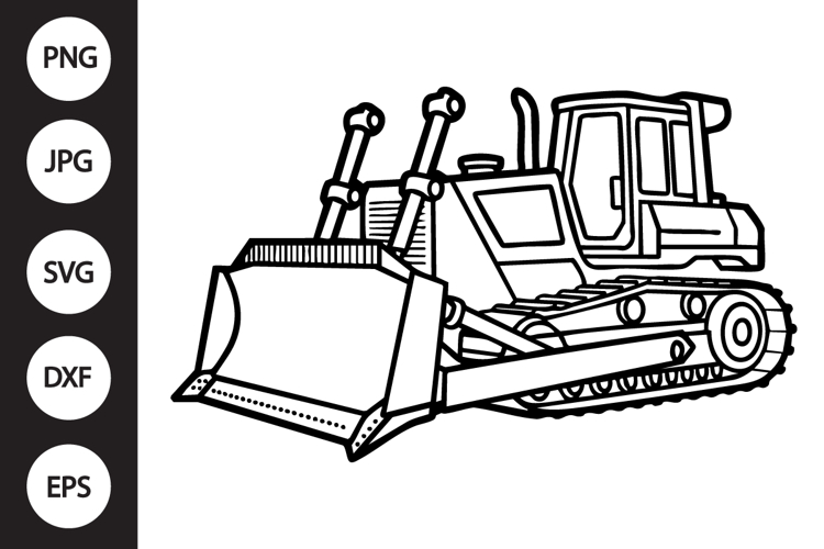 Bulldozer Outline SVG, Coloring Page