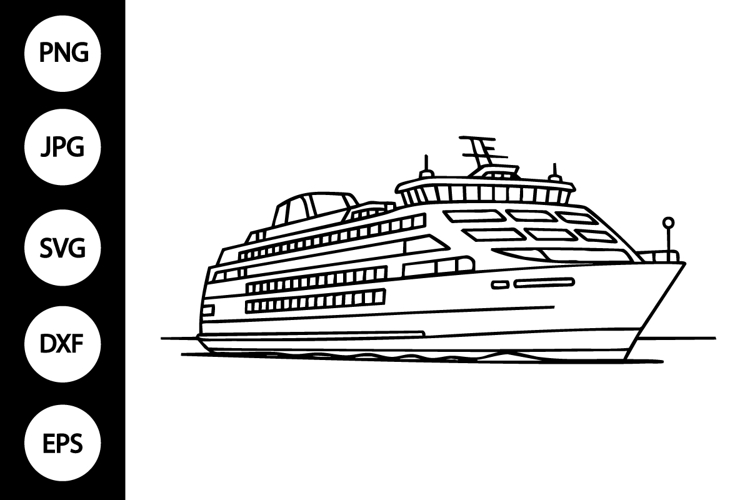 Ferry Outline SVG, Coloring Page