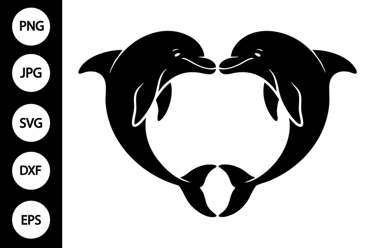 Two Dolphins Forming a Heart SVG