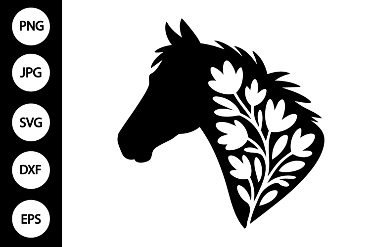 Floral Horse Head SVG