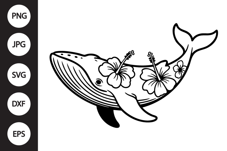 Floral Whale SVG example image 1
