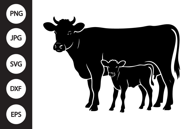 Cow Calf Silhouette Image 4