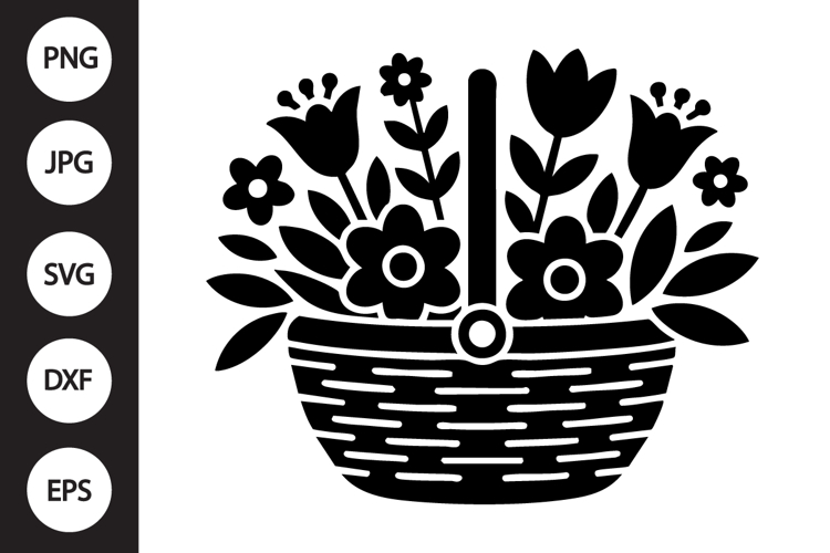 Flower Basket Silhouette SVG
