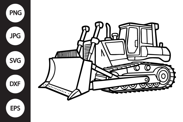 Bulldozer Outline SVG, Coloring Page