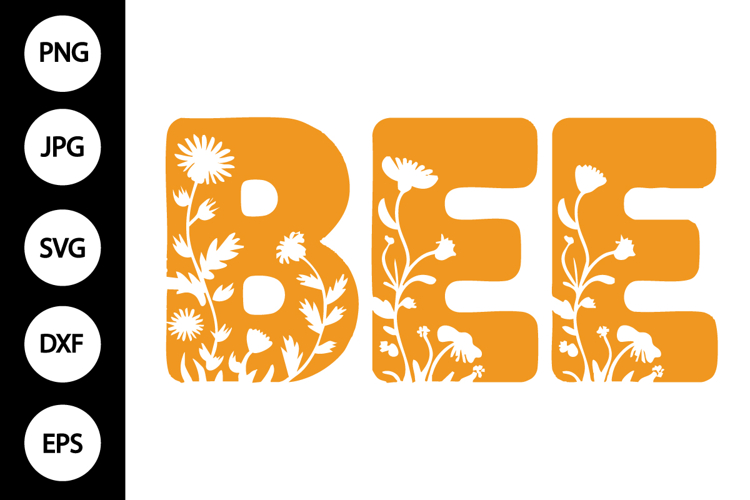 Bee with Flowers Clipart SVG