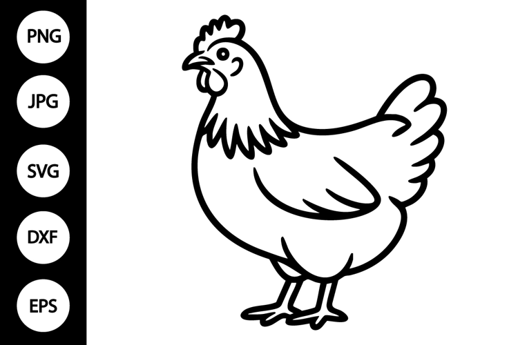 Chicken Outline SVG, Coloring Page