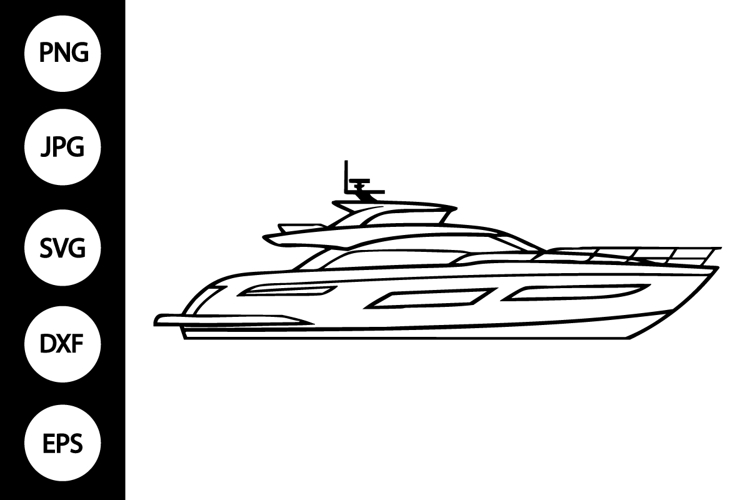 Yacht Boat Outline SVG, Coloring Page