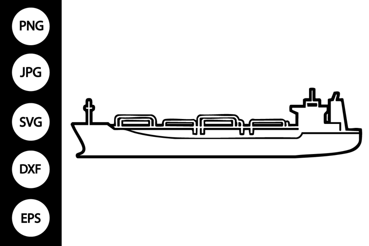 Oil Tanker Ship Outline SVG, Coloring Page
