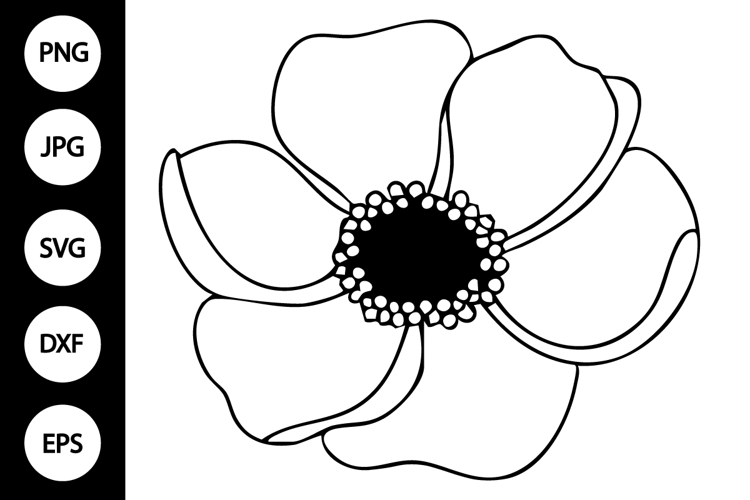 Flower Clipart Black And White Image 23