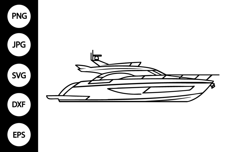 Yacht Boat Outline SVG, Coloring Page