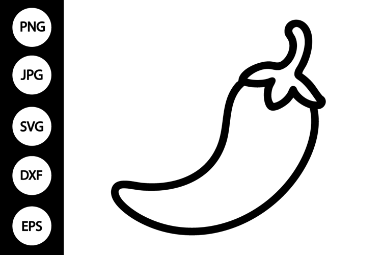 Chili Pepper Outline SVG, Coloring Page