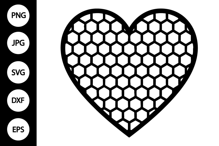 Honeycomb Heart Outline SVG, Coloring Page