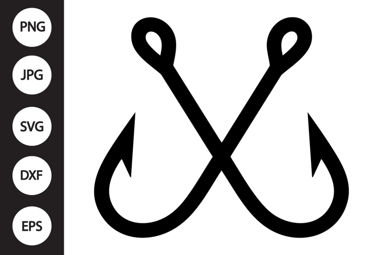 Crossed Fishing Hooks SVG example image 1