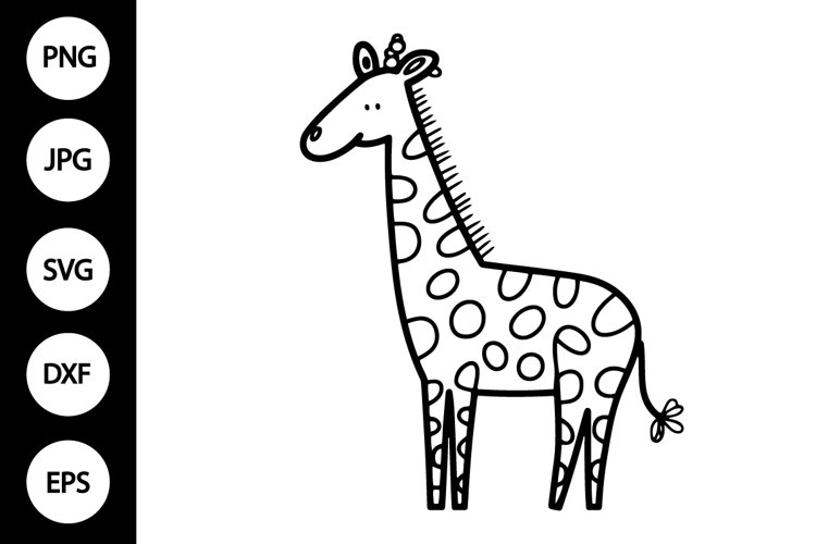 Outline Doodle Giraffe SVG, Coloring Page