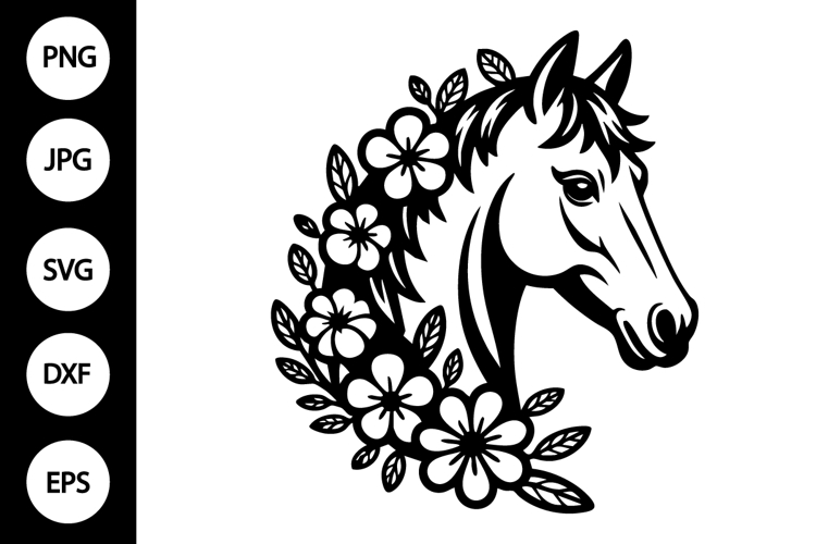 Floral Horse Silhouette SVG