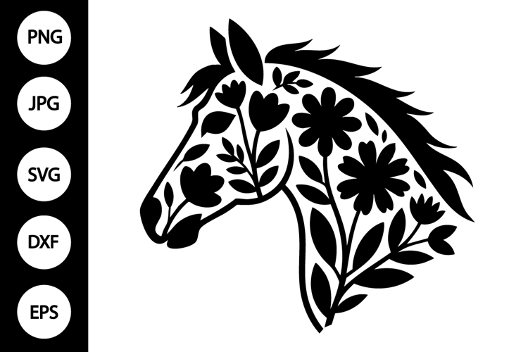 Floral Horse Head SVG